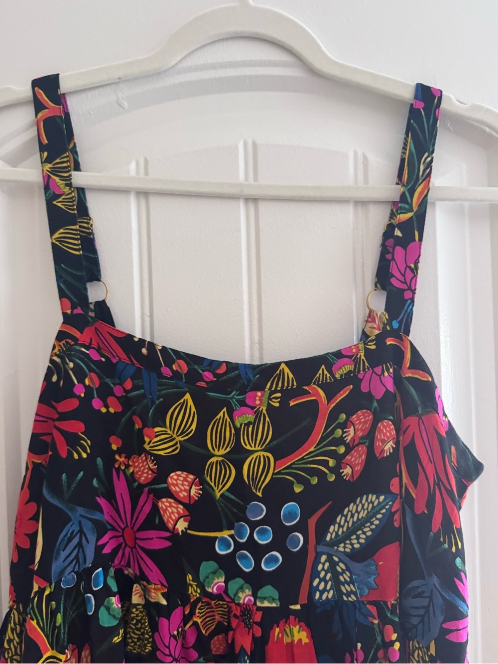 Natural Life Women’s Black Floral Print Sundress with Pink & Yellow Accents - Picture 3 of 6